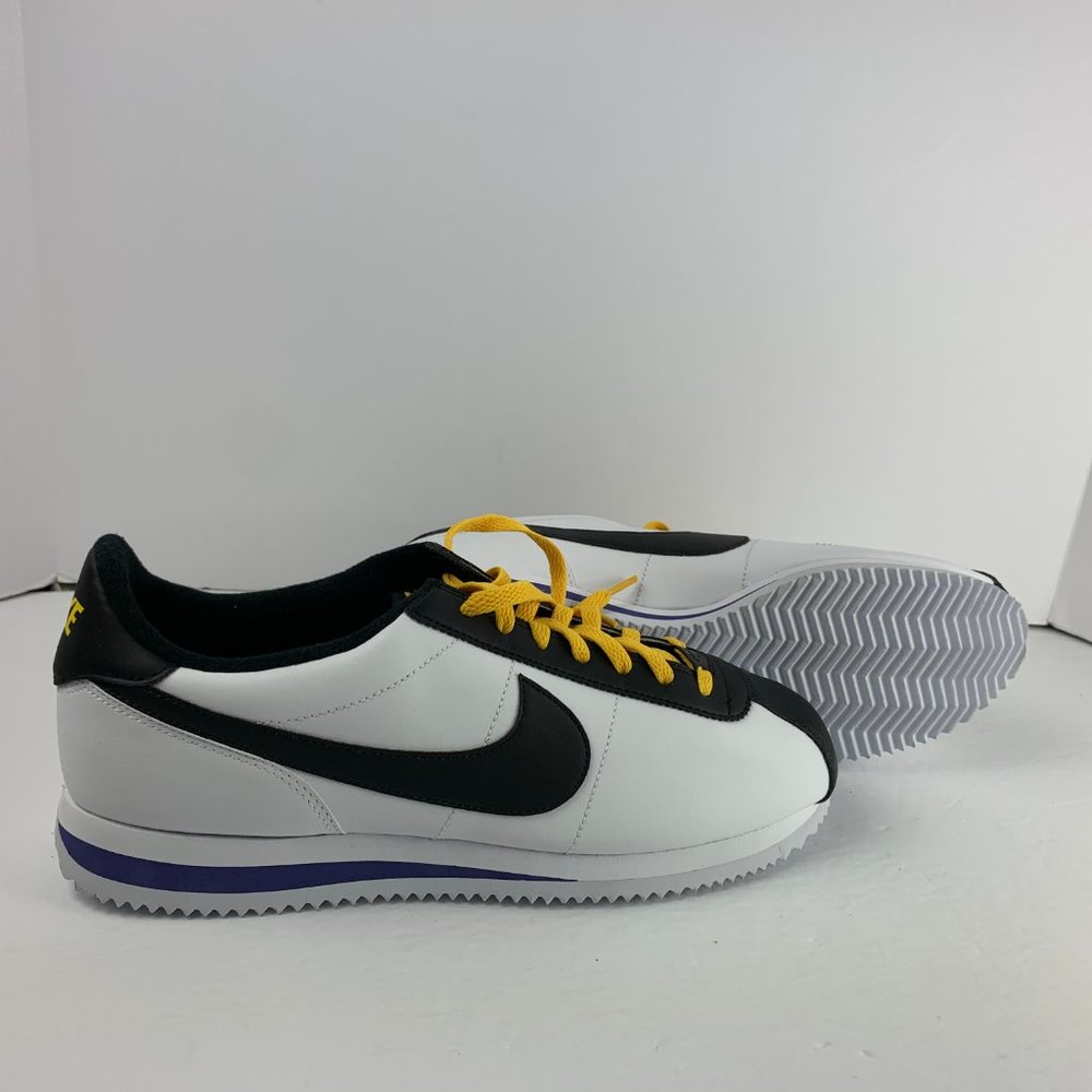 Nike Cortez Basic Leather 'White Black Amarillo' - Picture 6 of 12